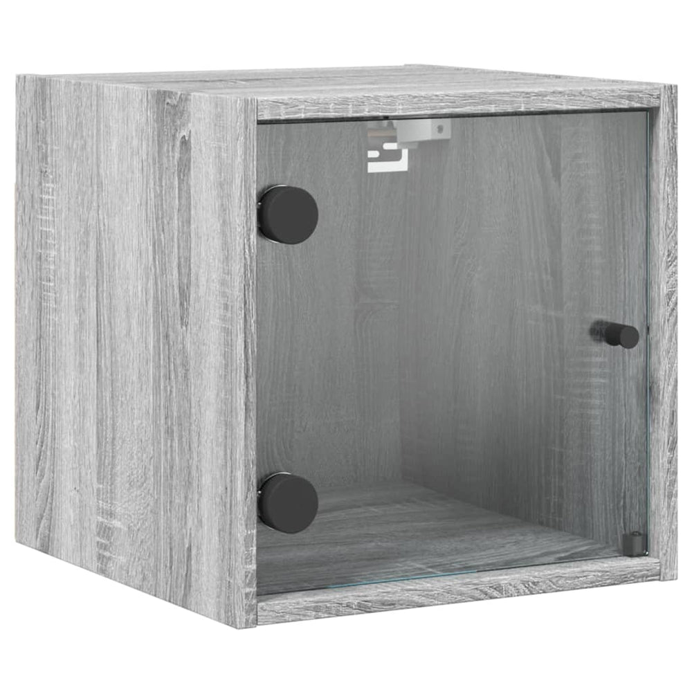 vidaXL Nightstand with Glass Door Gray Sonoma 35x37x35 cm