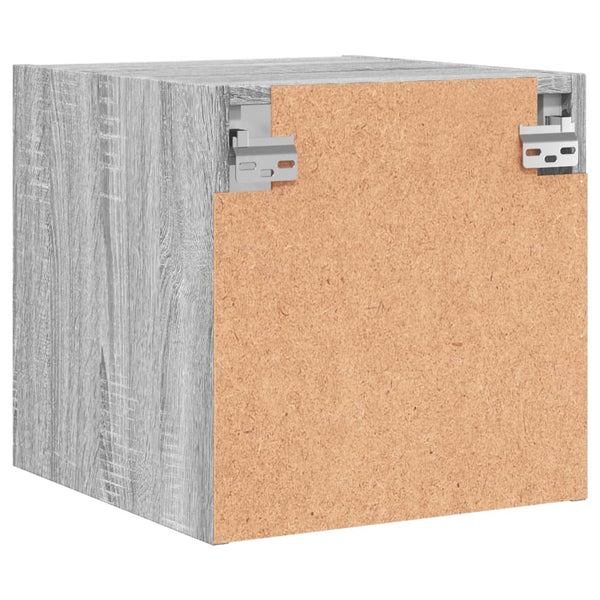 Grauer Nachttisch mit Glastür 35x37x35 cm