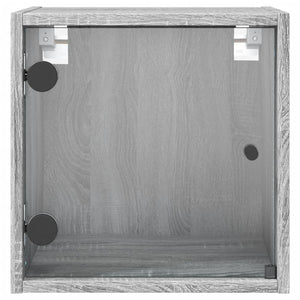 Nachttische mit Glastüren Grau Sonoma 2er-Set