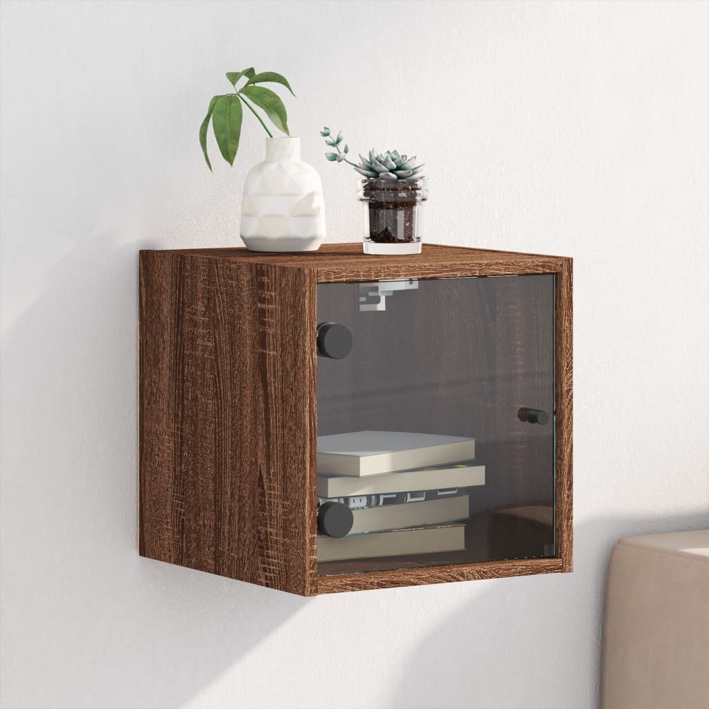 Nachttisch Braun Eichen-Optik mit Glastür