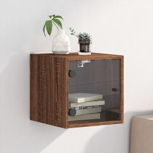 Nachttisch Braun Eichen-Optik mit Glastür