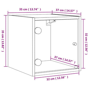 Nachttische mit Glastüren, 2er Set, Eichen-Optik