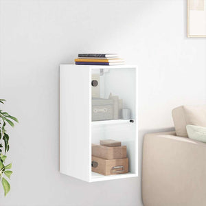Wandschrank mit Glastüren, Weiß, 35x68,5 cm