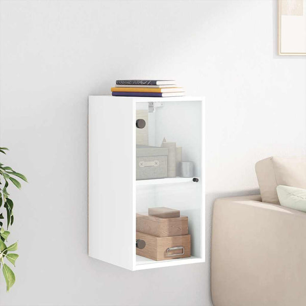 Wandschrank mit Glastüren, Weiß, 35x68,5 cm