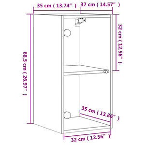 Wandschrank mit Glastüren, Weiß, 35x68,5 cm