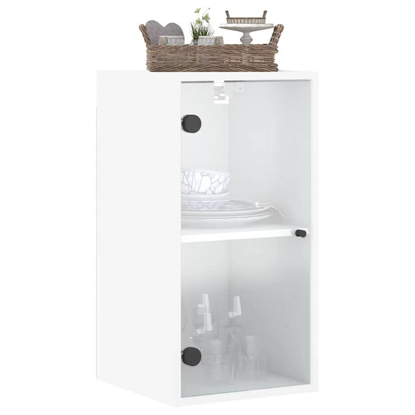 Wandschrank mit Glastüren, Weiß, 35x68,5 cm