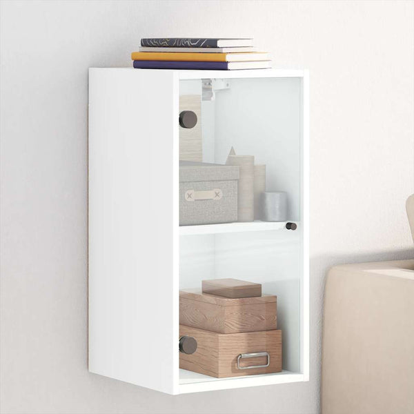 Wandschrank mit Glastüren, Weiß, 35x68,5 cm