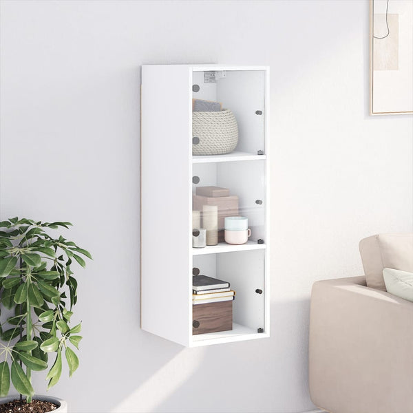 Wandschrank Weiß mit Glastüren 35x37x100 cm