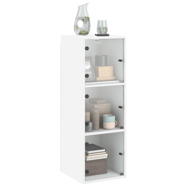 Wandschrank Weiß mit Glastüren 35x37x100 cm