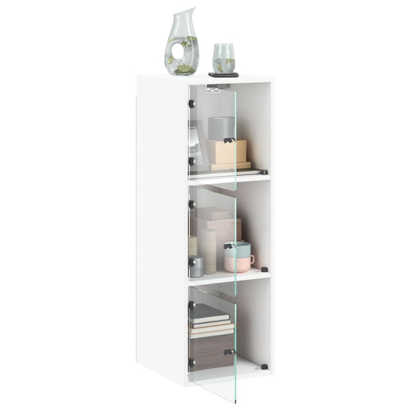 Wandschrank Weiß mit Glastüren 35x37x100 cm