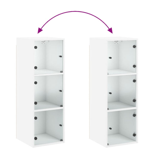 Wandschrank Weiß mit Glastüren 35x37x100 cm