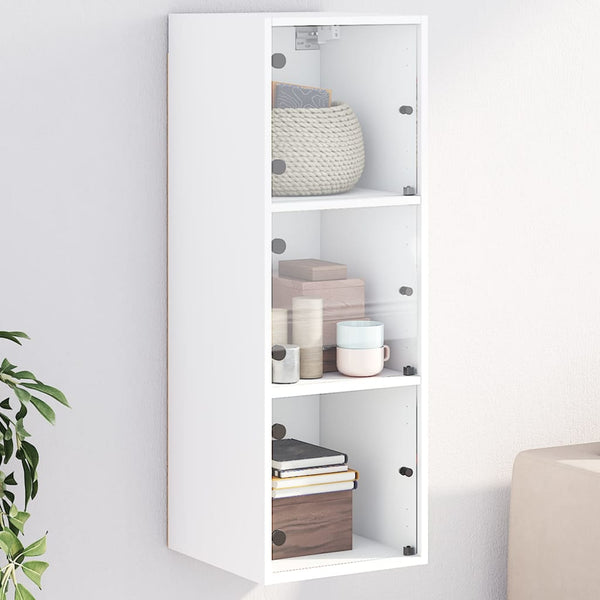 Wandschrank Weiß mit Glastüren 35x37x100 cm