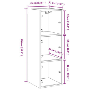 Wandschrank Sonoma-Eiche mit Glastüren 35x37x100cm
