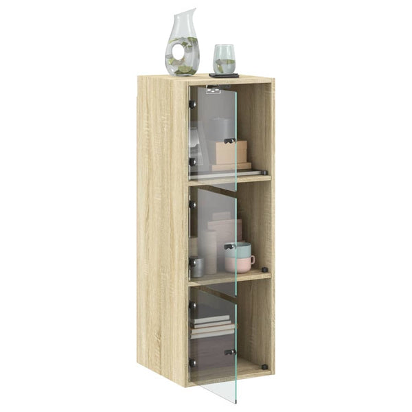 Wandschrank Sonoma-Eiche mit Glastüren 35x37x100cm