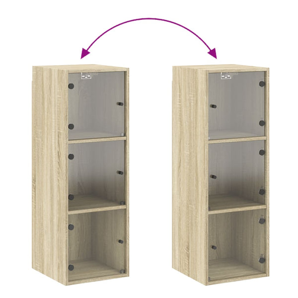 Wandschrank Sonoma-Eiche mit Glastüren 35x37x100cm