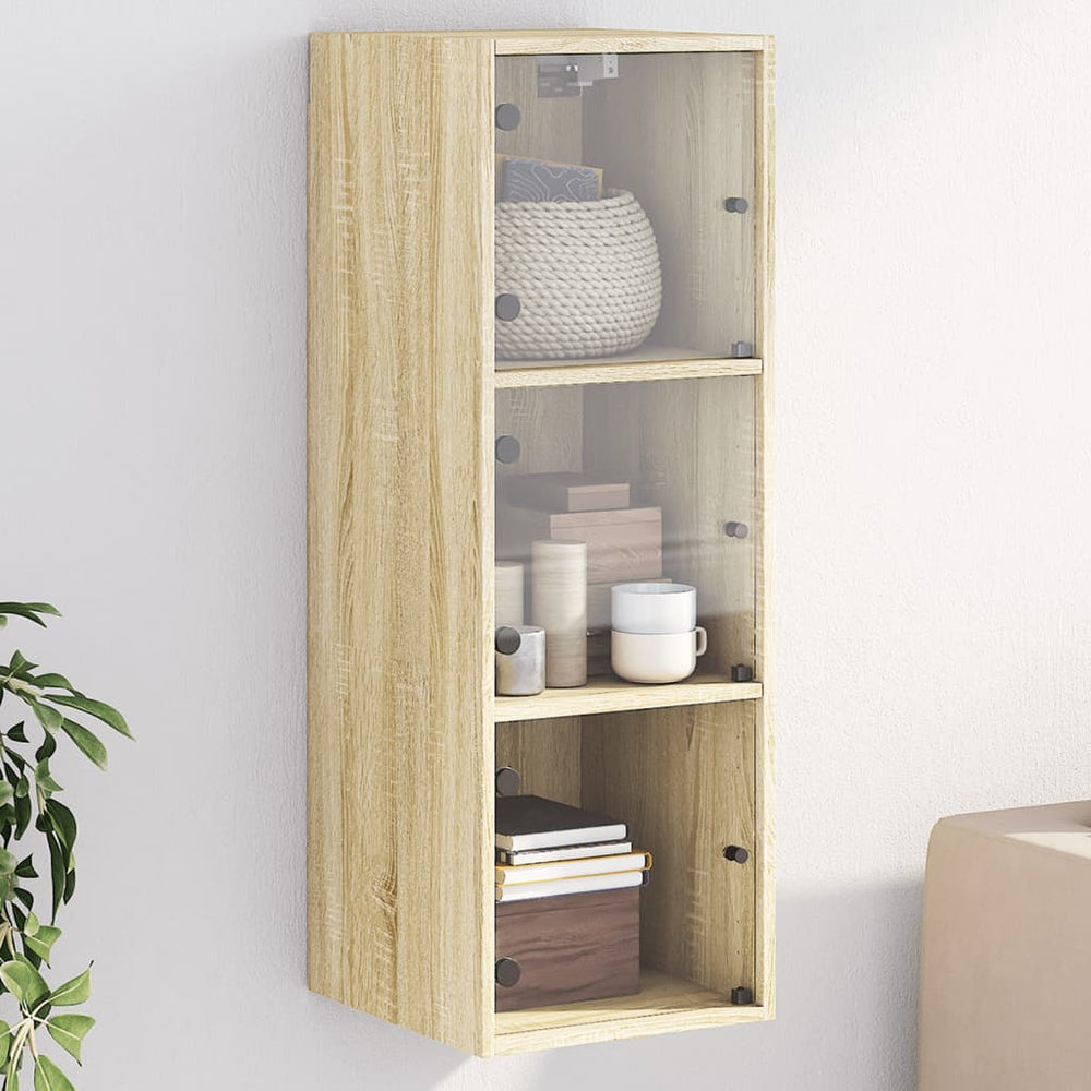 Wandschrank Sonoma-Eiche mit Glastüren 35x37x100cm