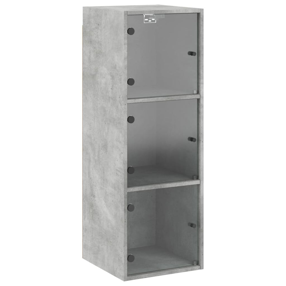 Wandschrank Betongrau mit Glastüren 35x37x100 cm