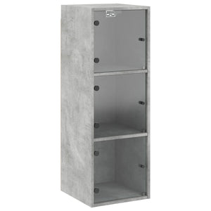 Wandschrank Betongrau mit Glastüren 35x37x100 cm