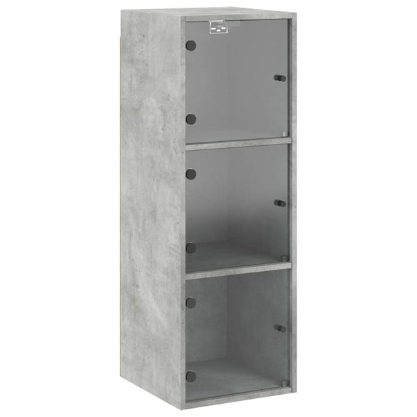 Wandschrank Betongrau mit Glastüren 35x37x100 cm