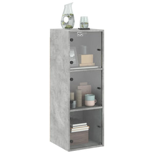 Wandschrank Betongrau mit Glastüren 35x37x100 cm