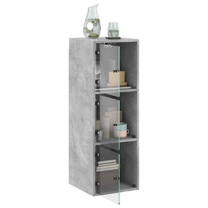 Wandschrank Betongrau mit Glastüren 35x37x100 cm