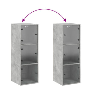 Wandschrank Betongrau mit Glastüren 35x37x100 cm