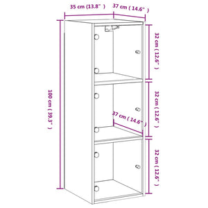 Wandschrank Grau Sonoma mit Glastüren