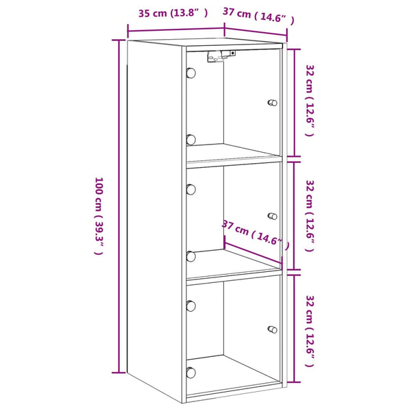 Wandschrank Grau Sonoma mit Glastüren