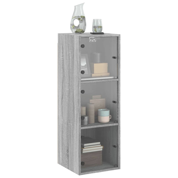 Wandschrank Grau Sonoma mit Glastüren