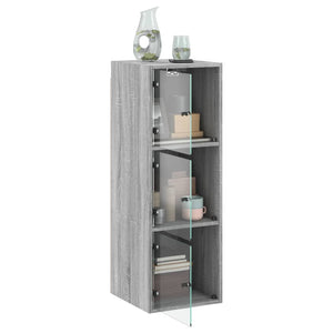 Wandschrank Grau Sonoma mit Glastüren