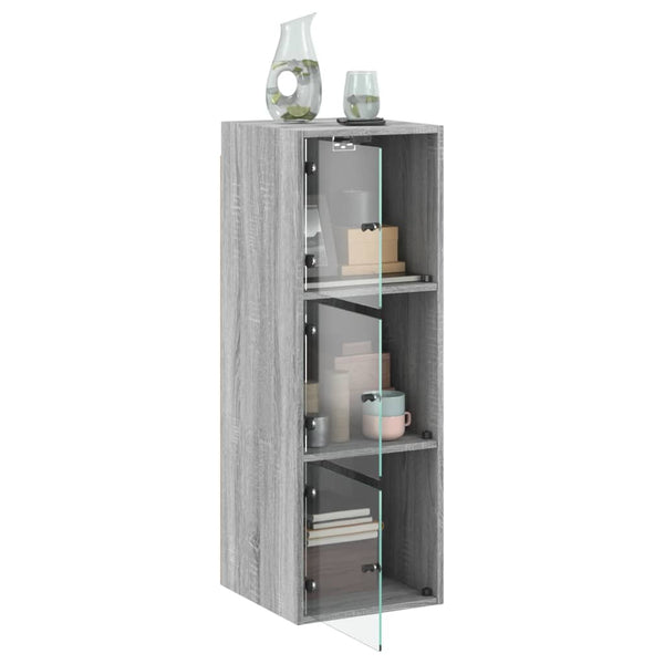 Wandschrank Grau Sonoma mit Glastüren