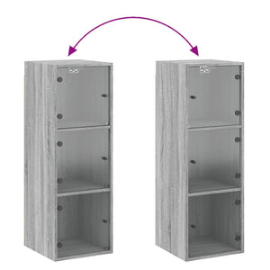 Wandschrank Grau Sonoma mit Glastüren