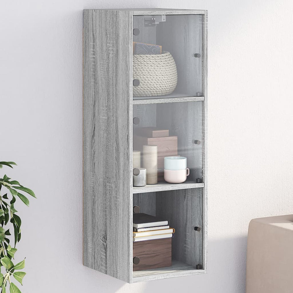 Wandschrank Grau Sonoma mit Glastüren
