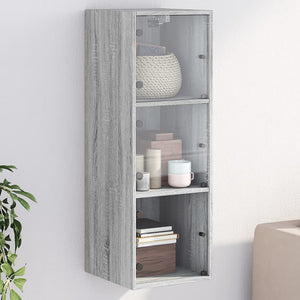 Wandschrank Grau Sonoma mit Glastüren