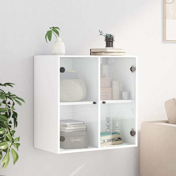 Wandschrank Weiß mit Glastüren 68,5 cm