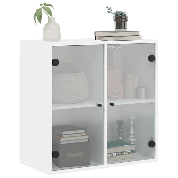 Wandschrank Weiß mit Glastüren 68,5 cm