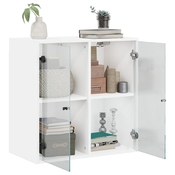 Wandschrank Weiß mit Glastüren 68,5 cm