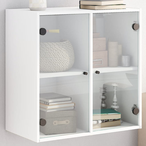 Wandschrank Weiß mit Glastüren 68,5 cm