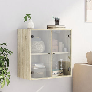 Wandschrank Sonoma-Eiche mit Glastüren 68 cm