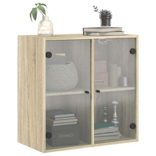 Wandschrank Sonoma-Eiche mit Glastüren 68 cm