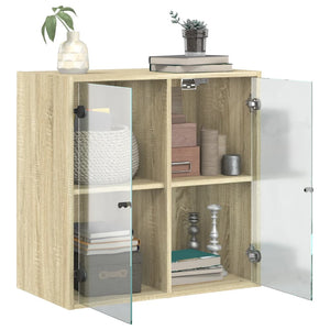 Wandschrank Sonoma-Eiche mit Glastüren 68 cm