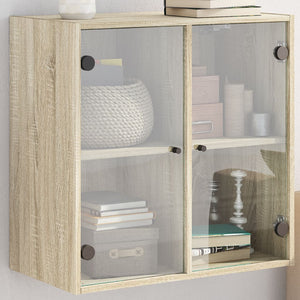Wandschrank Sonoma-Eiche mit Glastüren 68 cm