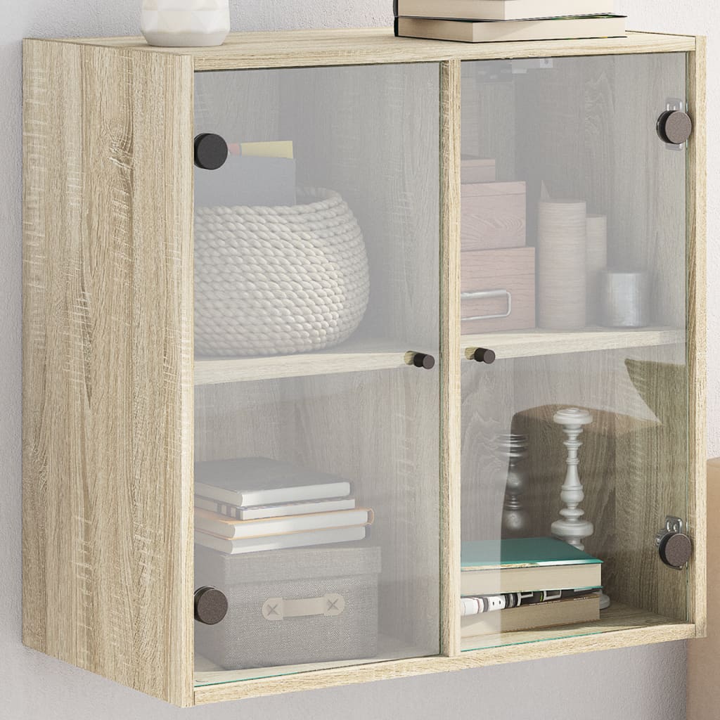 Wandschrank Sonoma-Eiche mit Glastüren 68 cm