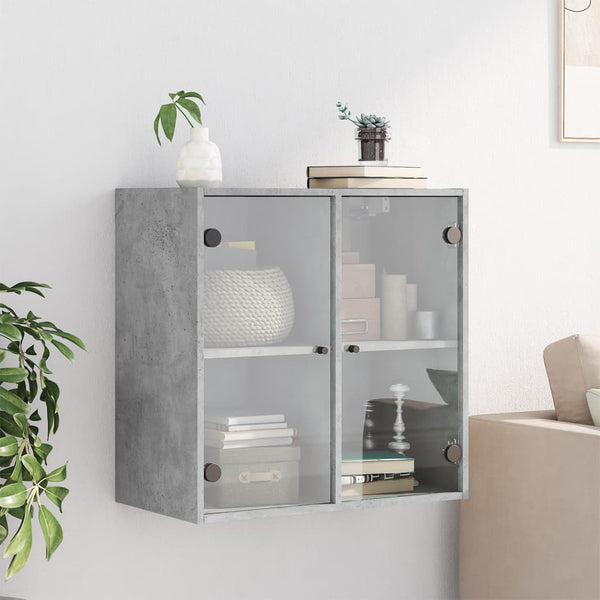 Wandschrank Betongrau mit Glastüren 68 cm