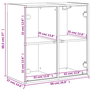 Wandschrank Betongrau mit Glastüren 68 cm