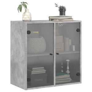 Wandschrank Betongrau mit Glastüren 68 cm
