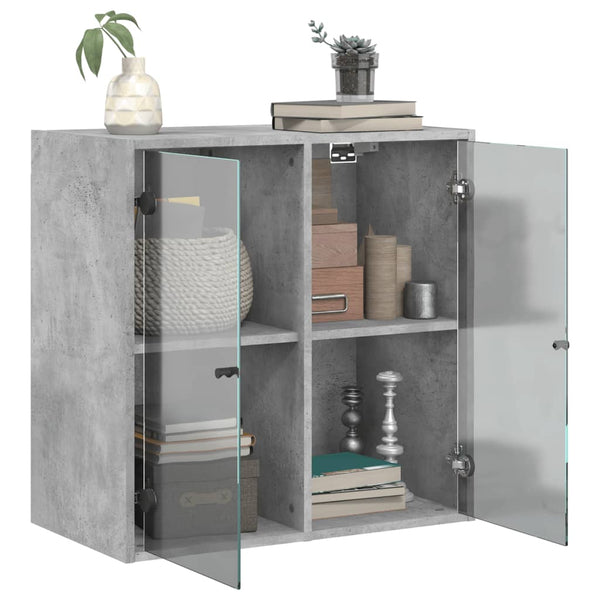 Wandschrank Betongrau mit Glastüren 68 cm