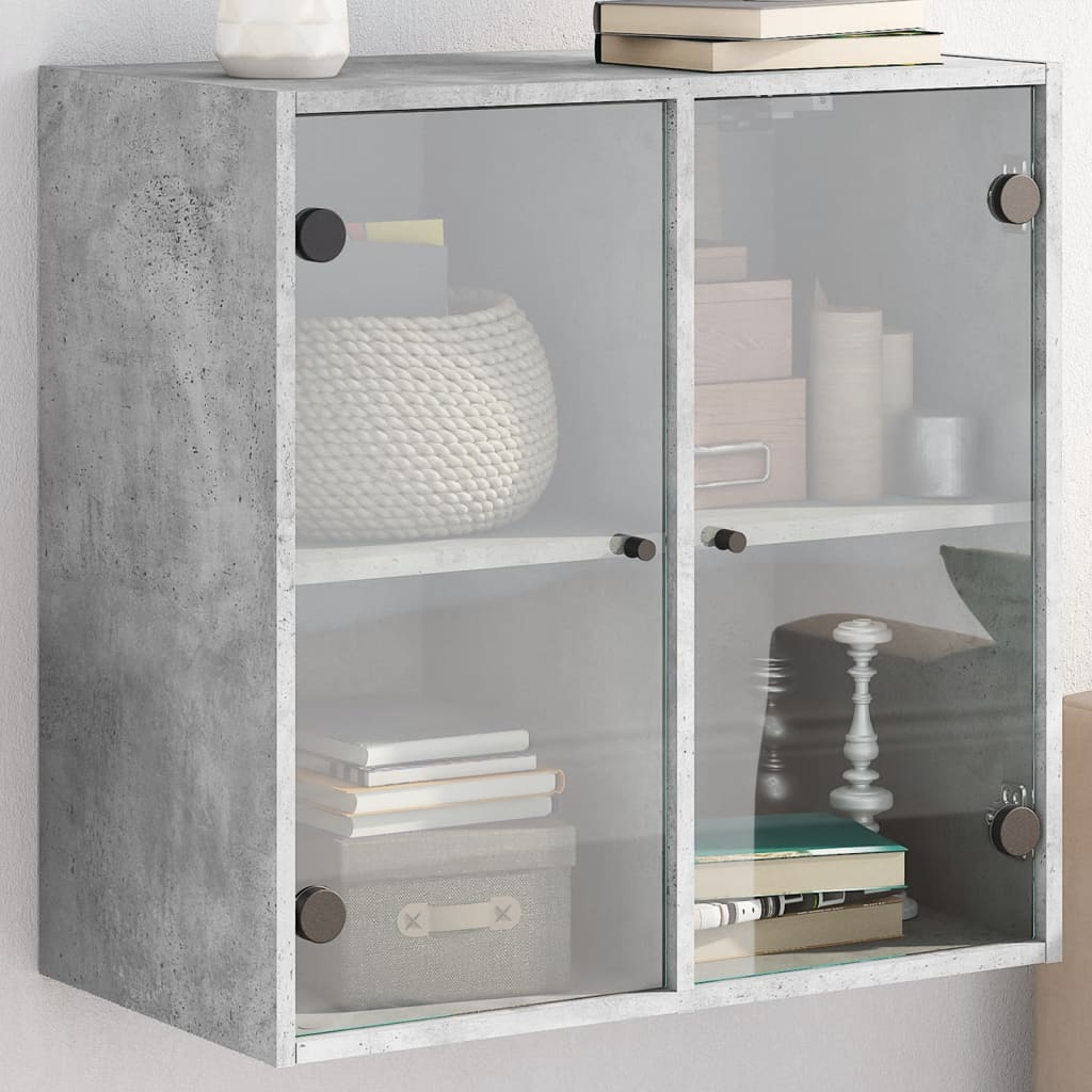 Wandschrank Betongrau mit Glastüren 68 cm