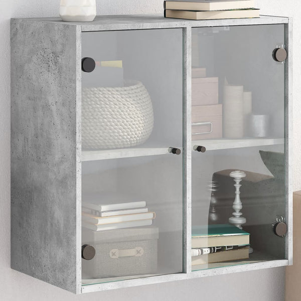 Wandschrank Betongrau mit Glastüren 68 cm