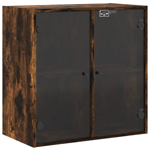 Wandschrank Räuchereiche mit Glastüren 68,5 cm